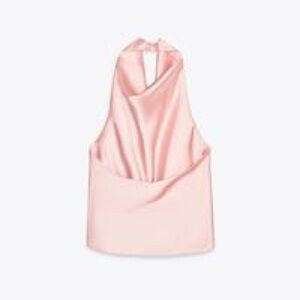 Pink Satin Halter Top
